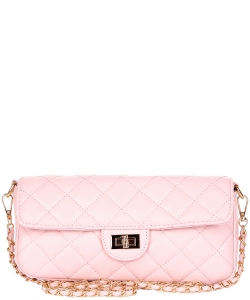 Quilted Twistlock Faux Leather Crossbody Bag 6640PP PINK